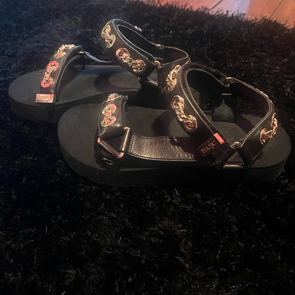 MAJE PLATFORM FRANKIE CHAIN-TRIMMED LEATHER SANDAL SIZE EU 36 (size 6) - Picture 8 of 8